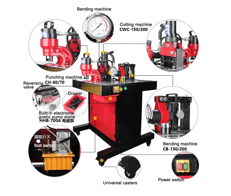 Hydraulic Busbar Punch Machine - Cutter Gecombineerde Busbar Hydraulische Drukpons Gatenstansgereedschap